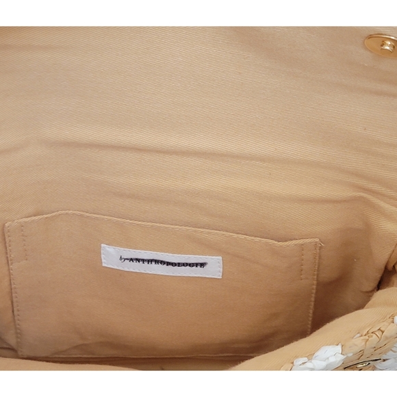 Anthropologie STRIPED RAFFIA SHOULDER BAG IN BEIGE - Picture 4 of 6